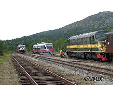 Tre tog krysser på Bjorli